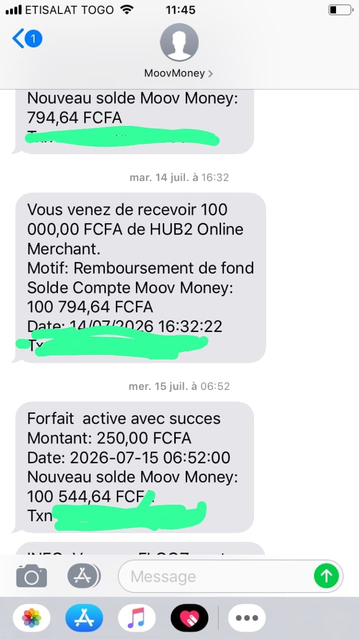 Preuve de paiement Afrilaunch
