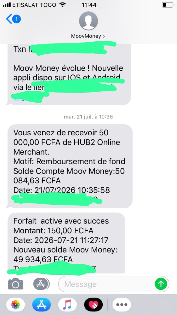 Preuve de paiement Afrilaunch